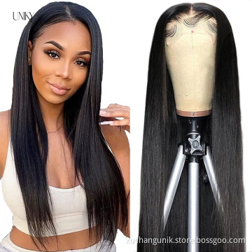 Uniky 150% Density Invisible knots Virgin Hair Lace Front Wig 10a Silk Straight Transparent Lace Human Hair Wig For Wome
